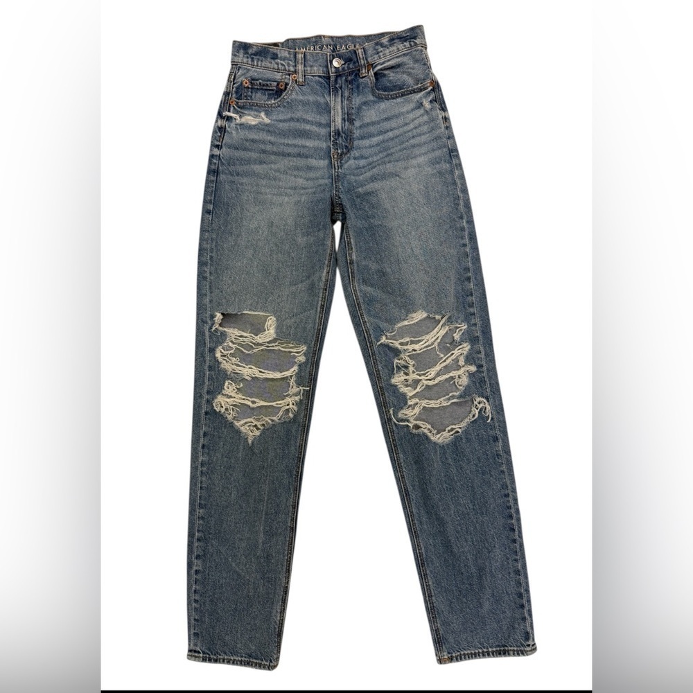 American Eagle Outfitters Ripped Blue Boyfriend Jeans Size 2